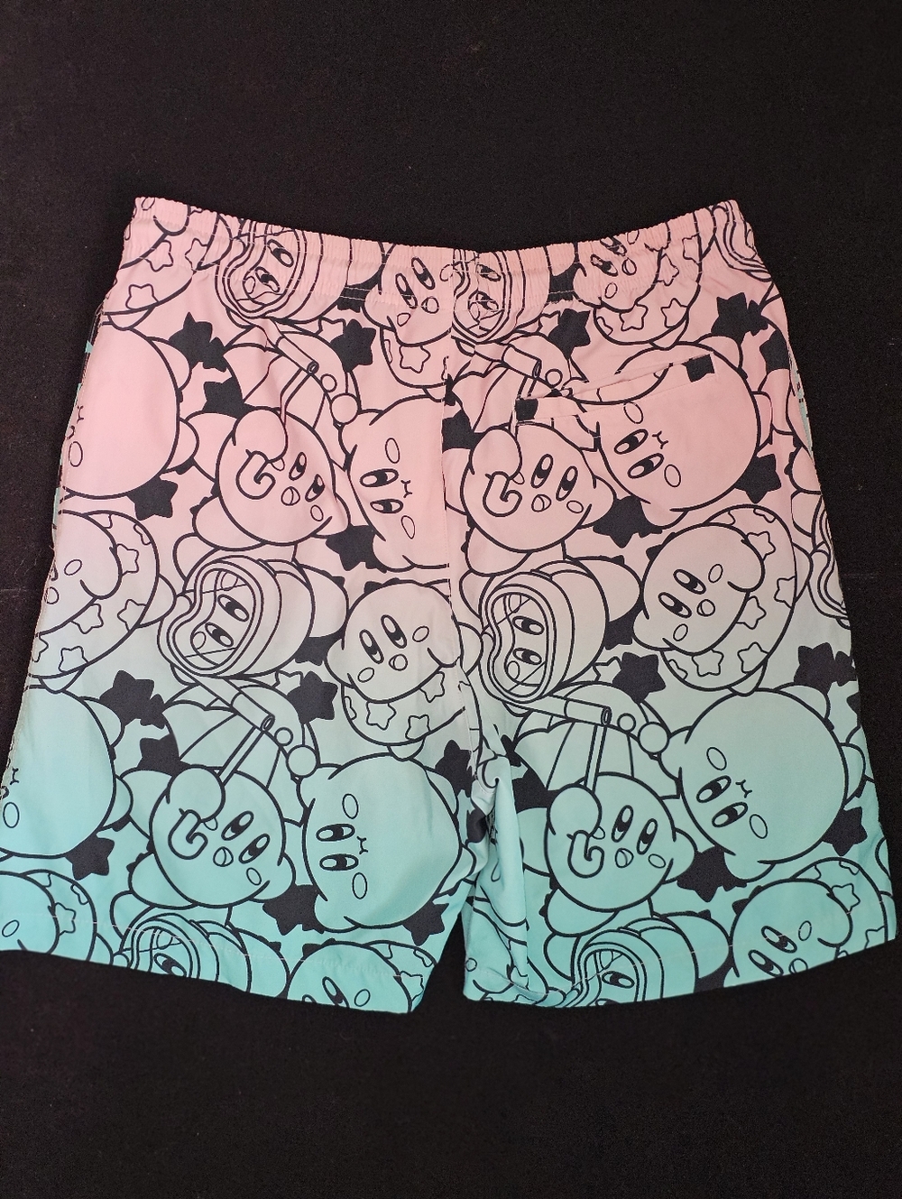 Kirby Gradient Board Shorts - Pink to Teal Character Print Medium - Picture 6 of 7